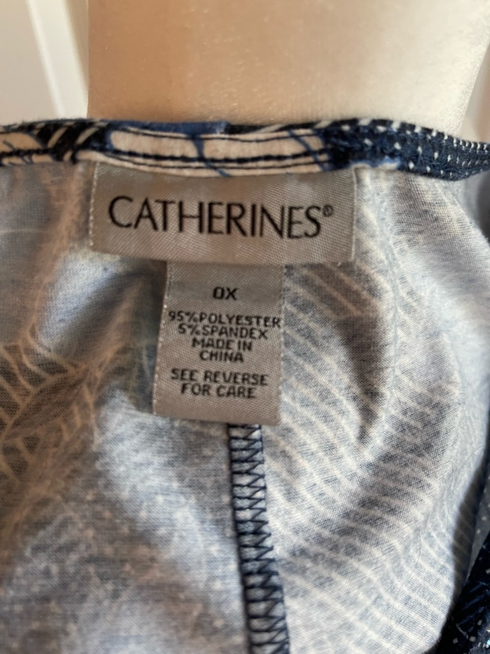 Catherines Navy Floral Print Sleeveless Blouse with Blue and White Flowers - Picture 3 of 8